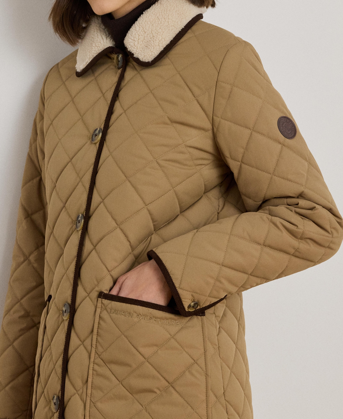 Lauren Ralph Women's Faux-Fur-Collar Quilted Jacket