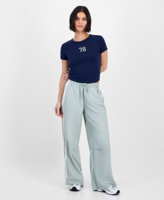 Celebrity Pink Hippie Rose Juniors Mini Graphic Print T Shirt  High Rise Track Pants