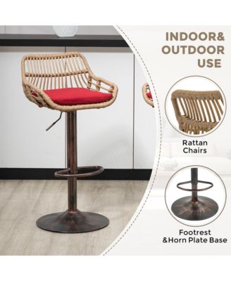 2x Adjustable Swivel Bar Stools with Footrest