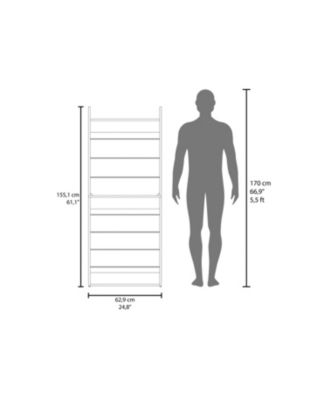 Oak Springs Tall Open Shoe Rack with Metal Rails and Multi-Tier Shelves, Wengue