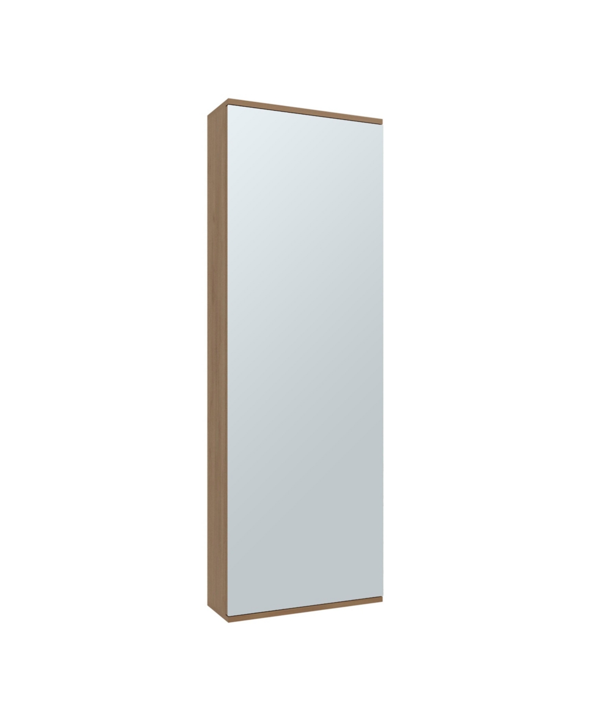 Queen Creek Shoe Rack with Mirror and One Door, Natural Oak - Natural oak