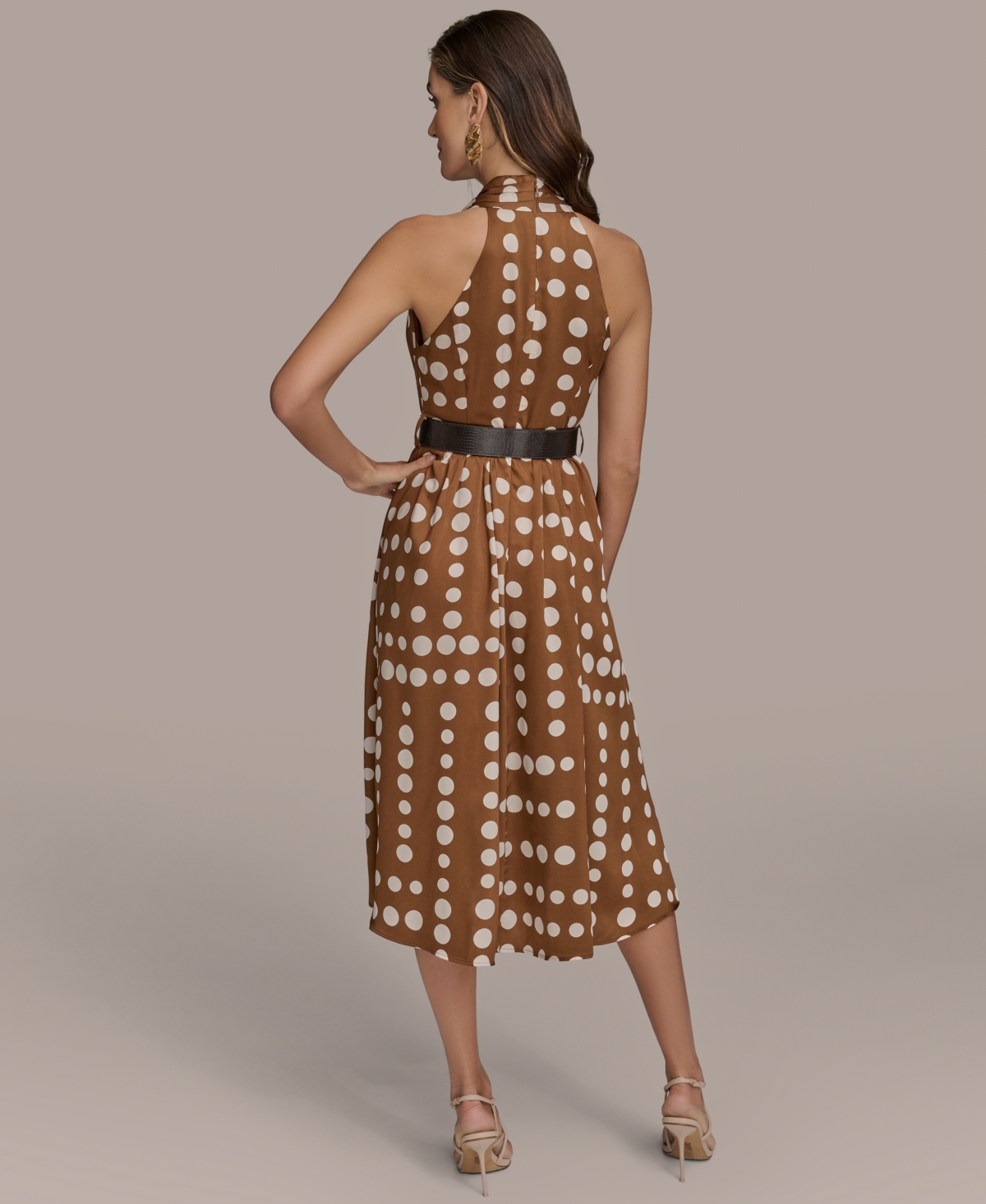 Donna Karan Donna Kaaran New York Plus Size Polka-dot Belted Midi Dress