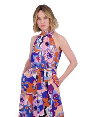 Women's Printed Halter Midi Dress