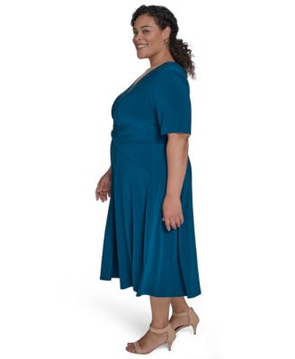 Plus Size V-Neck Jersey Midi Dress