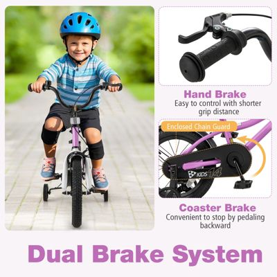 Slickblue Kids Bicycle with Dual Brakes and Training Wheels for Beginner Riders