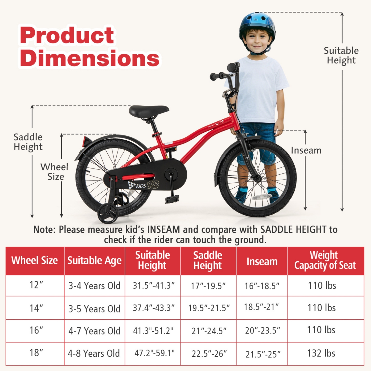Bicycle for Kids with Adjustable Seat Bell Reflectors for Visibility