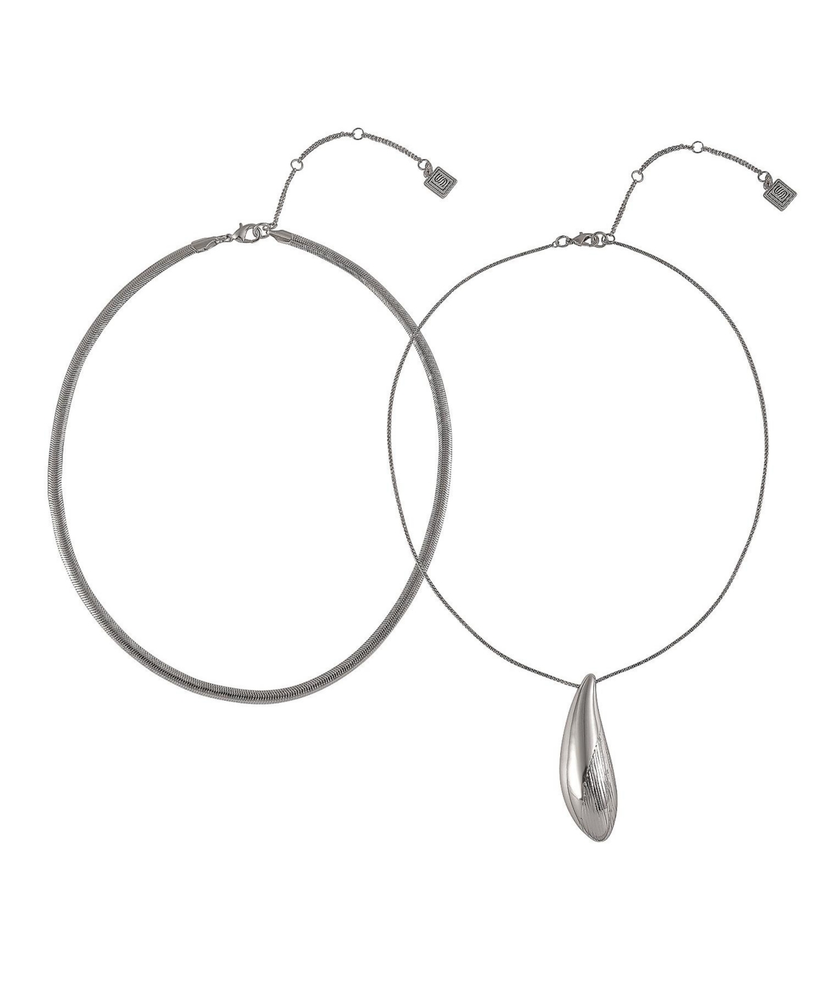Silver Tone 2pc Pendant Necklace Set - Silver