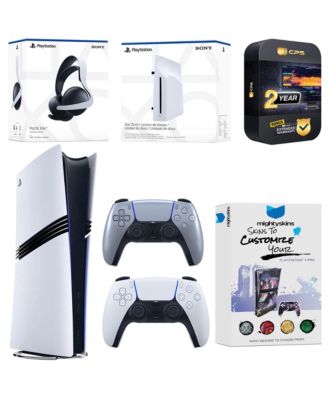 PlayStation 5 Pro Digital Bundle with Disc Drive, Extra Controller, Pulse Elite Headset, MightySkins Voucher and 2 Year Extended Warranty - Cobal