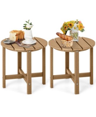 Weather-Resistant Round Side Tables Set of 2 for Patio and Garden