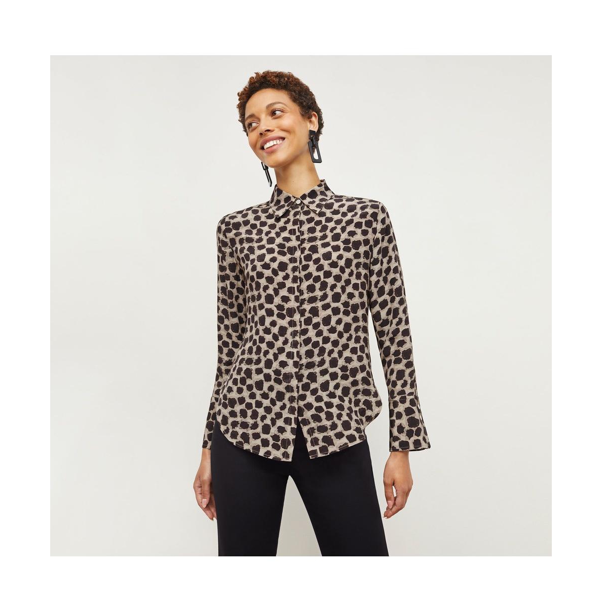 Women's Tatum Shirt - Washable Silk - Sahara print
