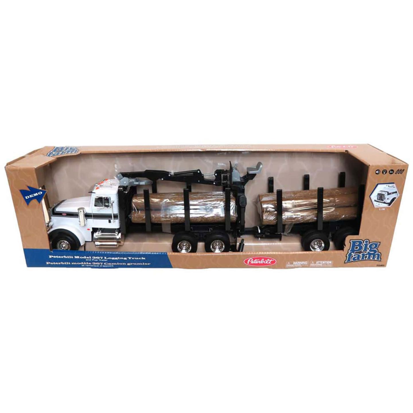 Детская игрушка ERTL 1/16 Scale Big Farm Lights and Sounds Peterbilt Model 376 Logging Truck with Pup Trailer — фото 3