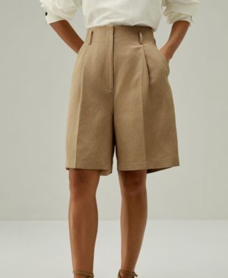 Women's Chic Silk-Linen Blend Bermuda Shorts
