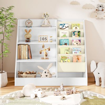 4-Tier Kids Bookshelf and Toy Storage Organizer with Anti-Tipping Kits for Safe