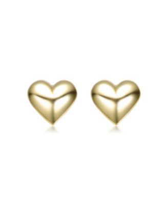 14K Gold Plated with Heart, Cross, & Cube 3D Design 3-Piece Stud Earrings Set