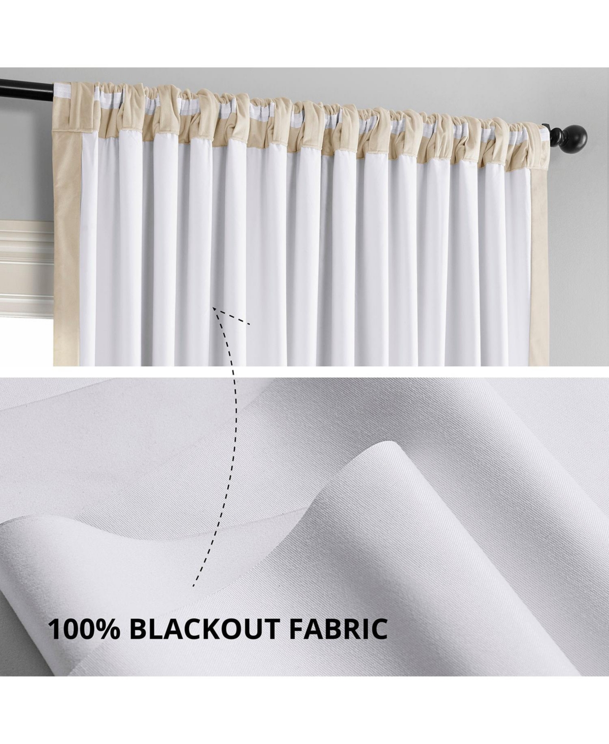 Half Price Drapes Ivory Signature Extra Wide Velvet Blackout Curtain