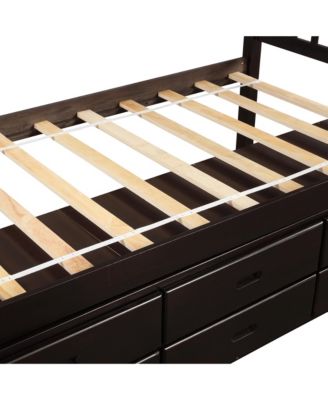 Twin Size Platform Storage Bed Solid Wood Bed With 6 Drawers