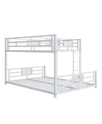 L-shaped Metal Twin over Full Size Bunk Bed, White