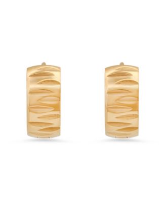 Women's 18K Gold-Plated Stainless-Steel Diamond Cut Huggie Earrings