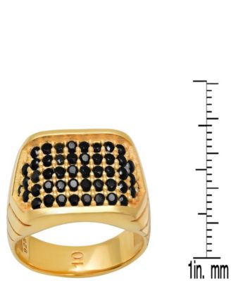 Men's 14K Gold Plated and Sterling Silver Simulated Black Diamonds Ring