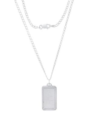 Men's Sterling Silver Lords Prayer Dog Tag Pendant Necklace