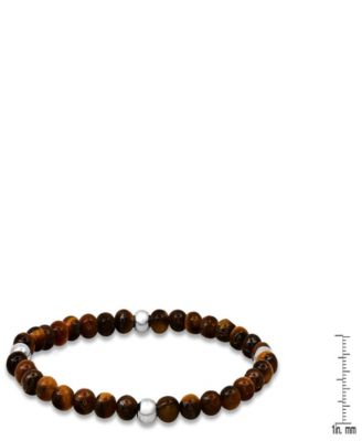Men’s Sterling Silver and Tiger Eye Beaded Stretch Bracelet