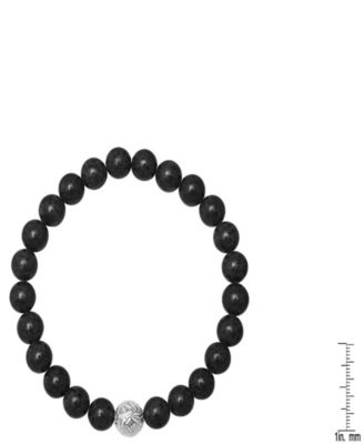 Men’s Lava Beads and Sterling Silver Bead Stretch Bracelet
