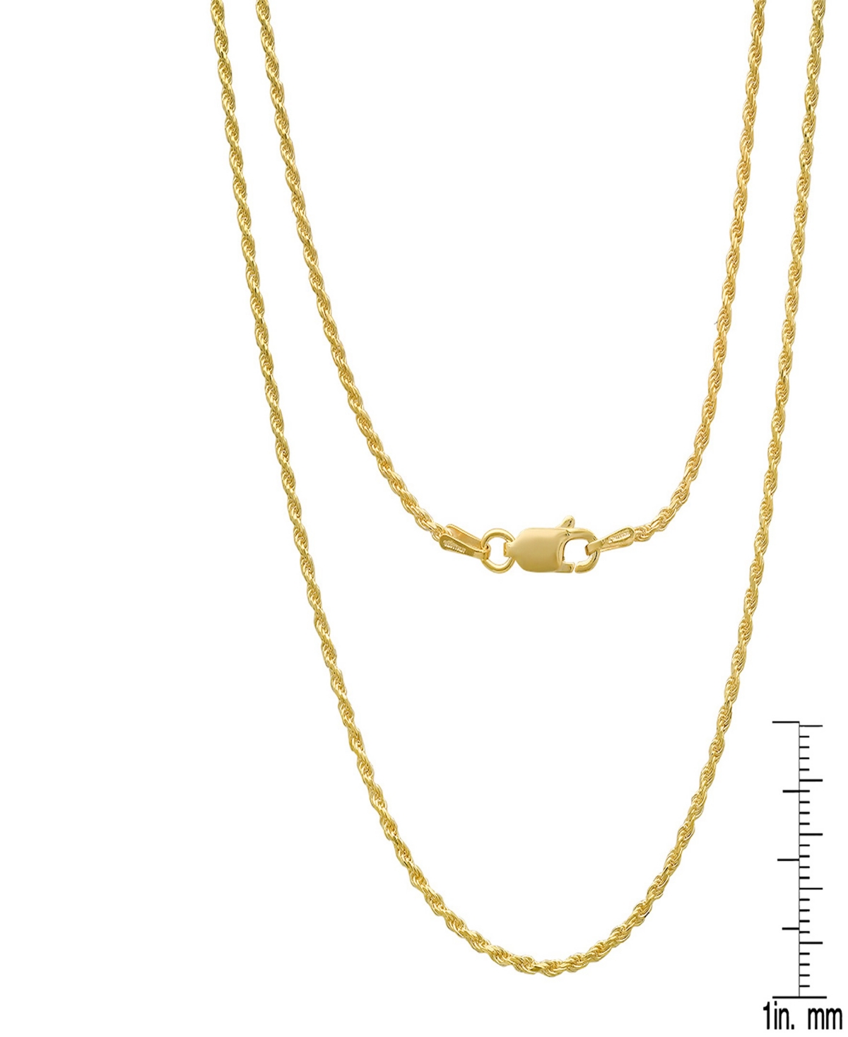 Steeltime Unisex 14k Gold Plated Rope Chain Necklace