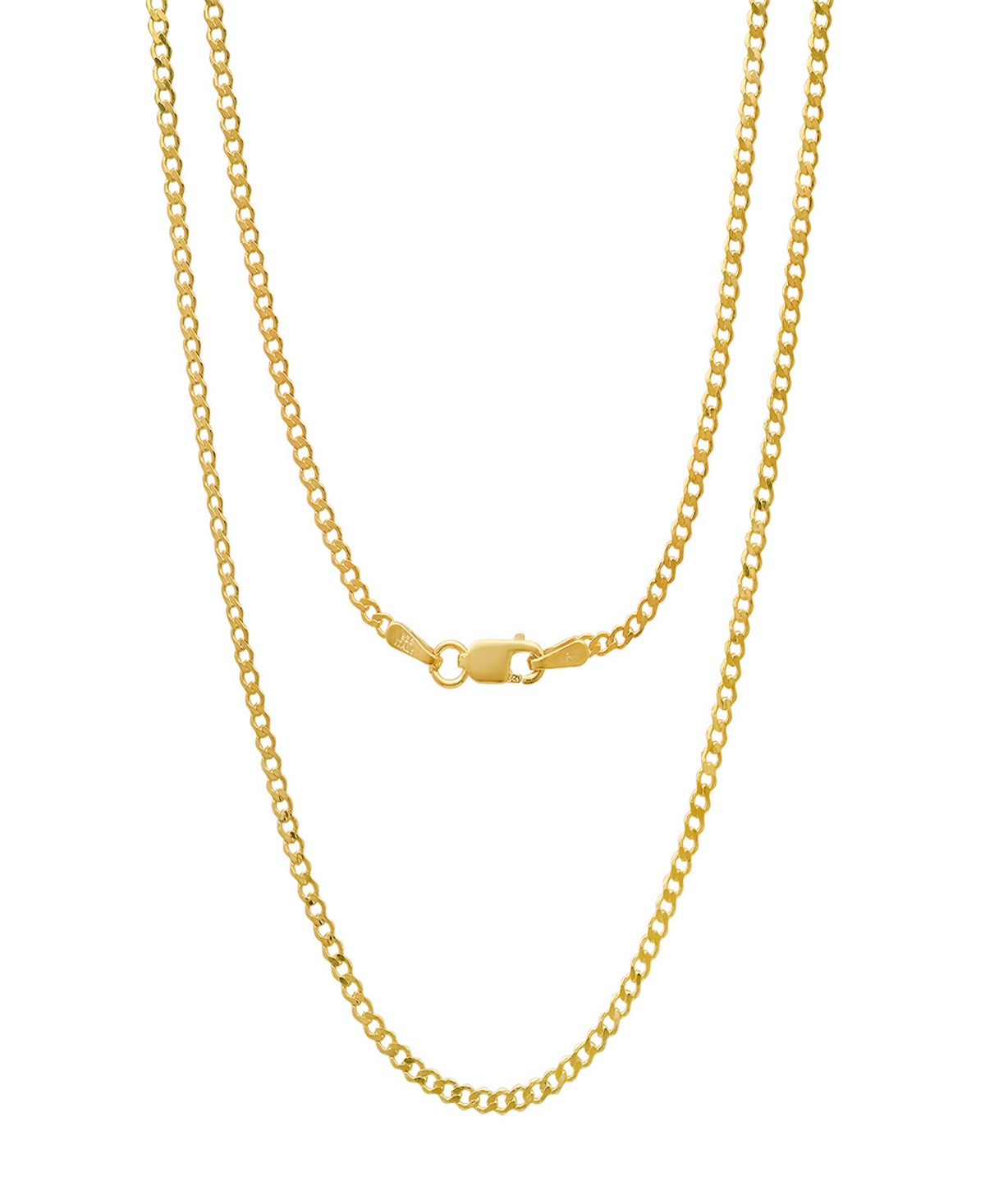 Unisex 14K Gold Plated Cuban Flat Necklace - Gold