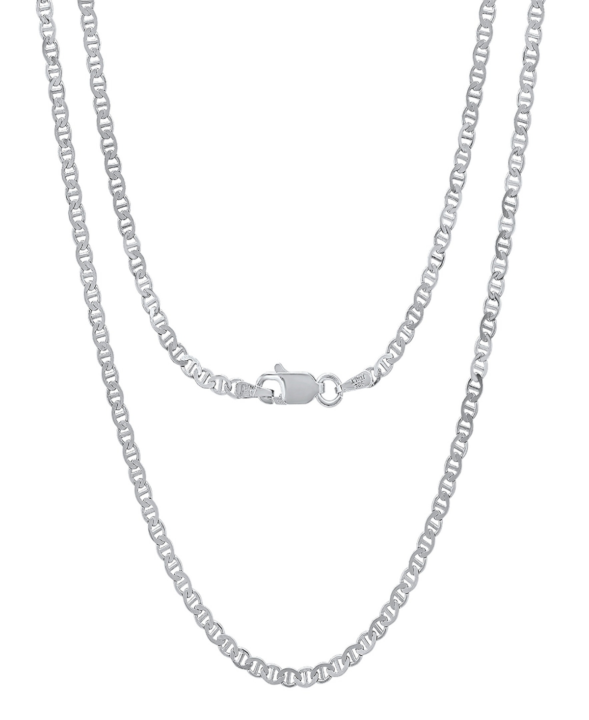 Unisex Sterling Silver Mariner Superflat Necklace - Silver