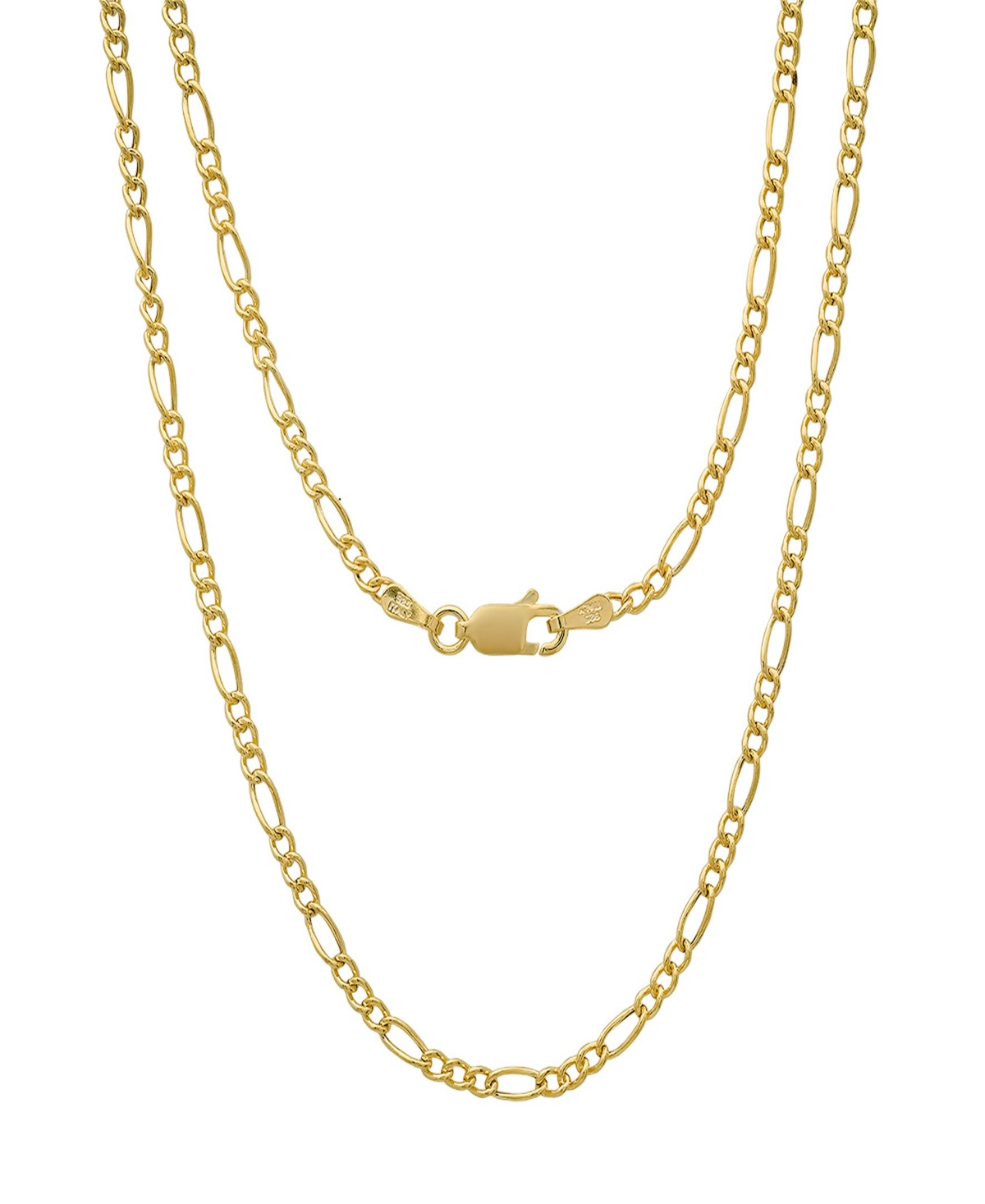 Steeltime Unisex 14k Gold Plated Figaro Hollow Necklace