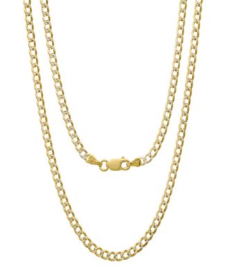 Unisex Gold Plated and Sterling Silver Cuban Superflat Necklace