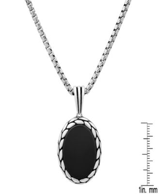 Men's Simulated Black Onyx Oval Pendant Necklace