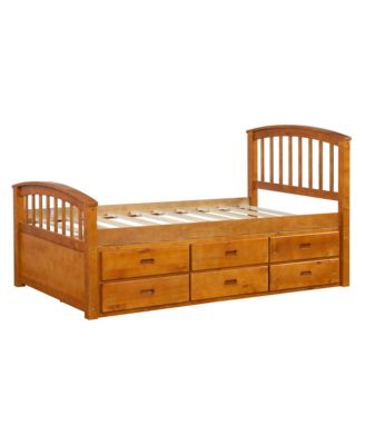 Twin Size Platform Storage Bed Solid Wood Bed With 6 Drawers