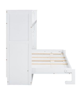 Twin XL Size Murphy Bed with Desk, LED Light and USB Charging Station