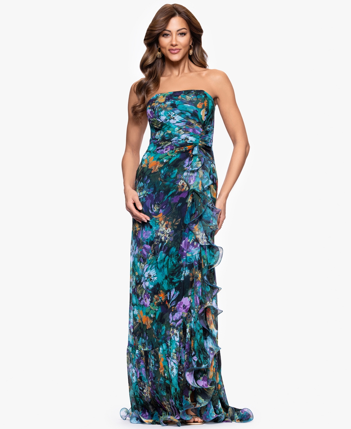 Xscape Women's Printed Sleeveless Maxi Dress
