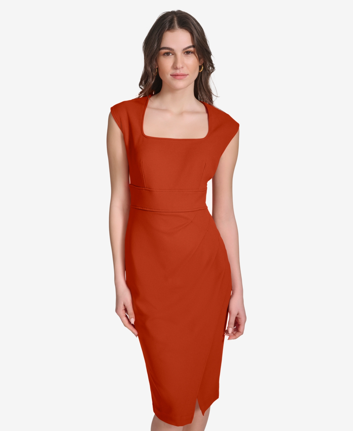 Calvin Klein Women's Square-neck Sheath Dress In Blue