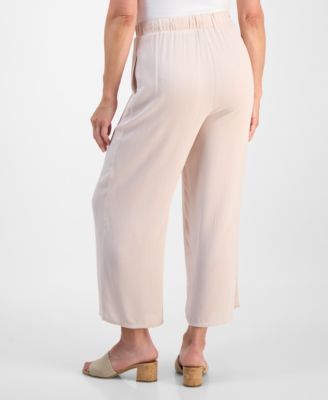 Petite Crop Tie-Waist Wide-Leg Pants, Exclusively at Macy's