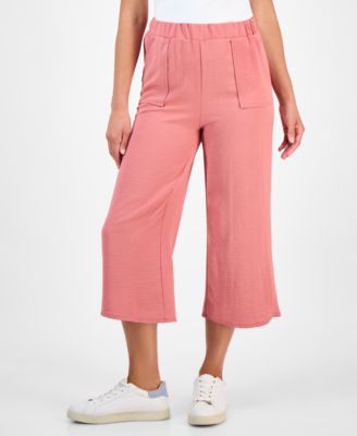 Petite High-Rise Pull-On Wide-Leg Pants, Exclusively at Macy's 
