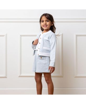 Girls' French Terry Contrast Trim Cardigan, Kids