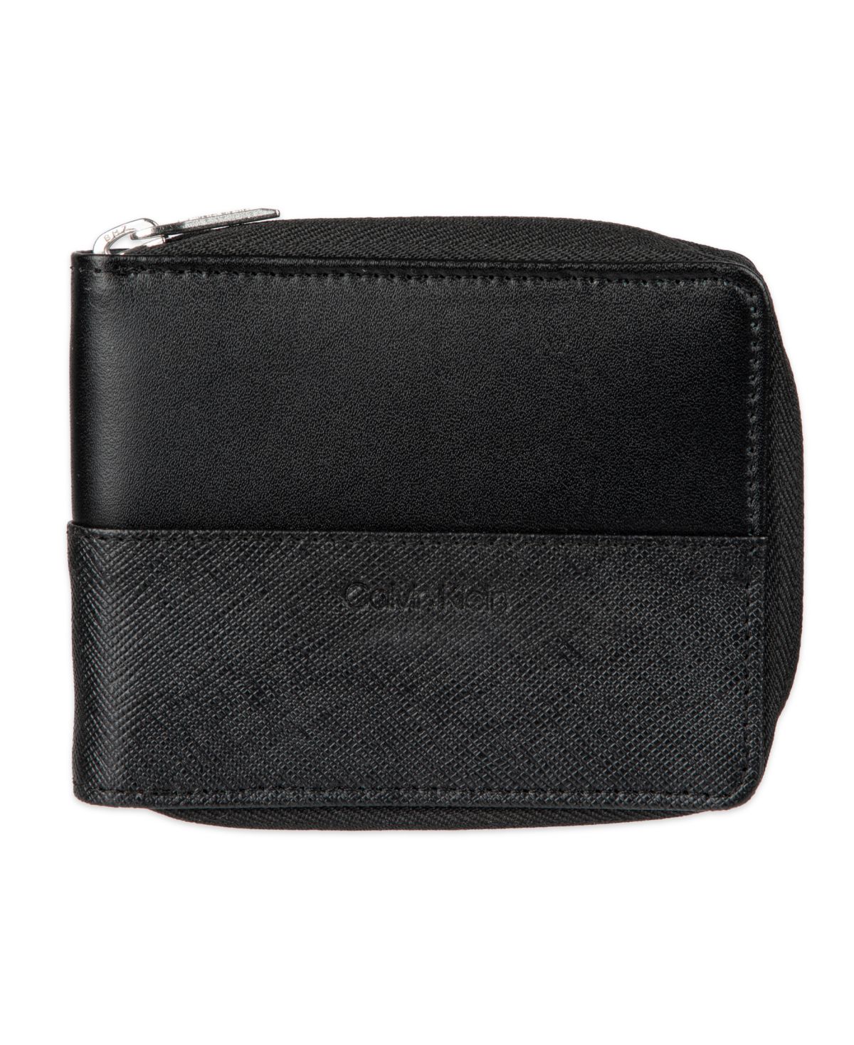 Мужской бумажник на молнии Saffiano с RFID-идентификатором внахлест