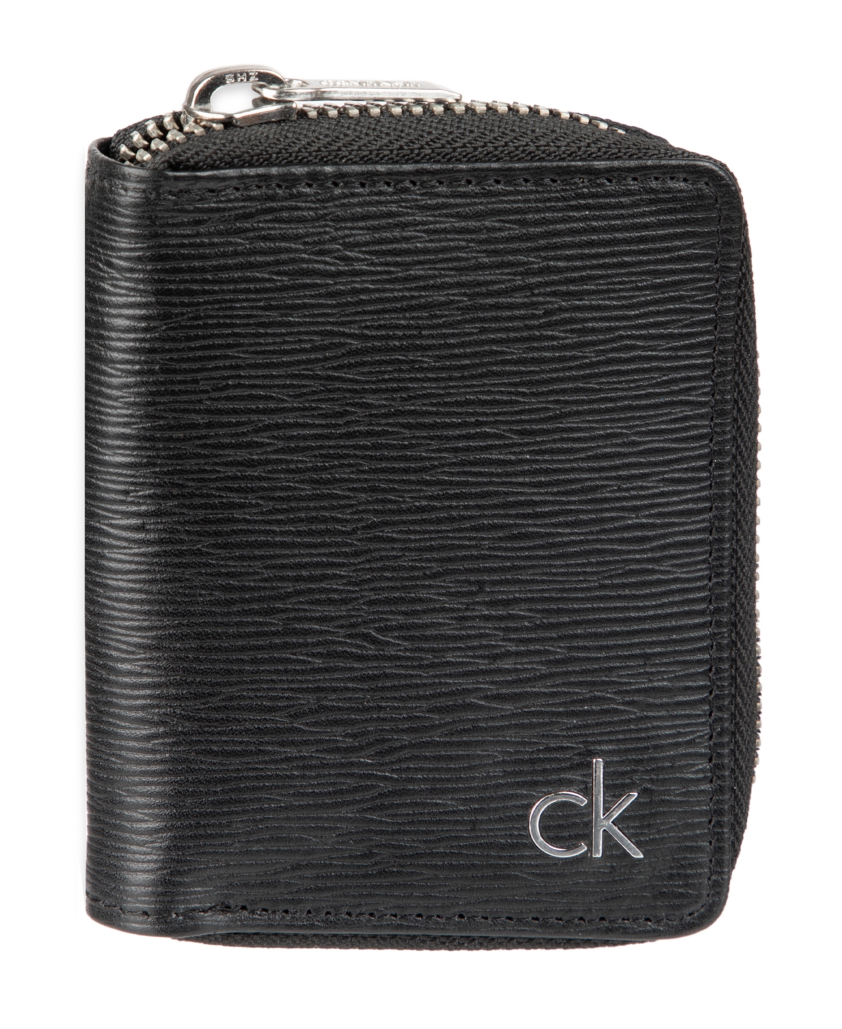 Calvin Klein Men's Rfid Textured Leather Gusset Card Case Wallet In Black