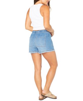 Juniors' Pull-On Utility Chambray Shorts