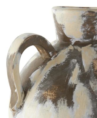 Antique Style Pot Ceramic 15" Vase with Curved Handles