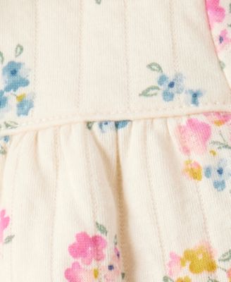 Baby Girls Floral Quilted Little Jacket, Bodysuit & Pants, 3 Piece Set