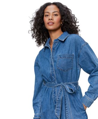 Women's Mare Tie-Waist Short-Sleeve Cotton Romper