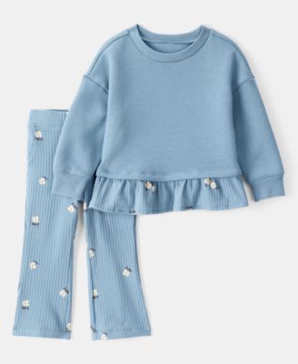Carter's - Baby Girls Floral Peplum Top & Flared Pants, 2 Piece Set