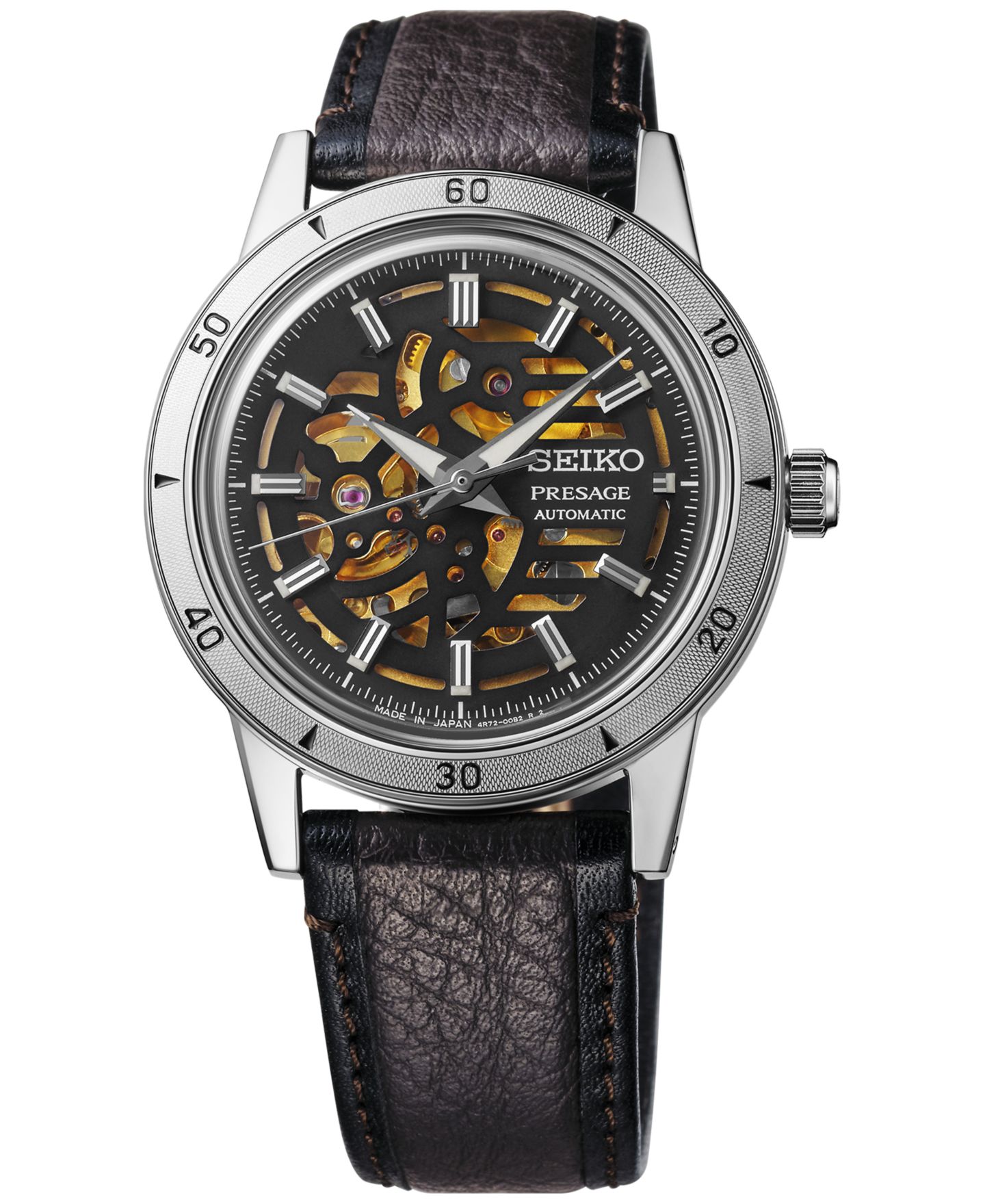 Мужские часы Seiko Automatic Presage Style 60s Brown Leather Strap Watch 40mm — фото 1