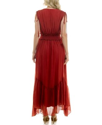 Women's V-Neck Handkerchief-Hem Dress