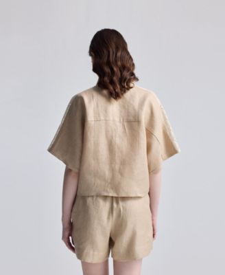 Women's Drawstring Shorts in Neutral Beige