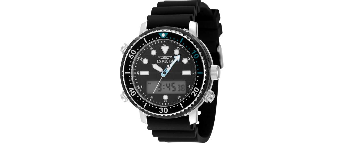 Men's 48367 Pro Diver Digital 3 Hand Black Dial Watch - Black
